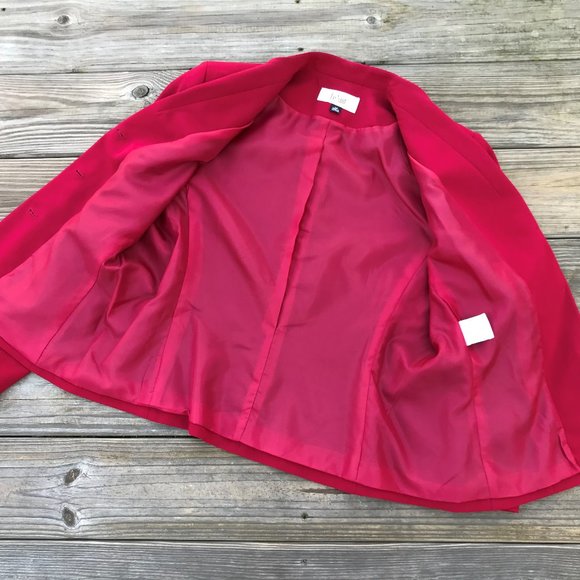 Le Suit Women Blazer Red Three Button Style Ladies - Picture 7 of 8